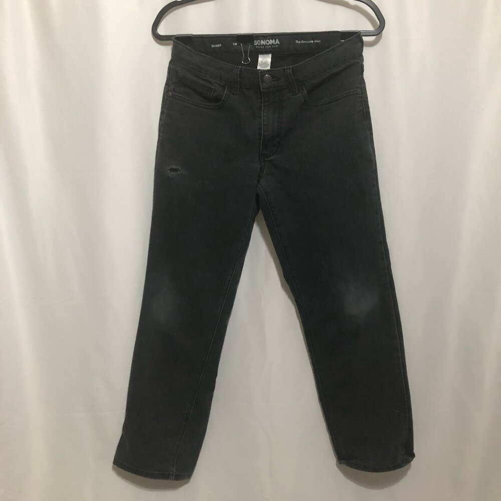 Sonoma The Everyday Jean Kids straight fit jeans, Black wash, Size 14